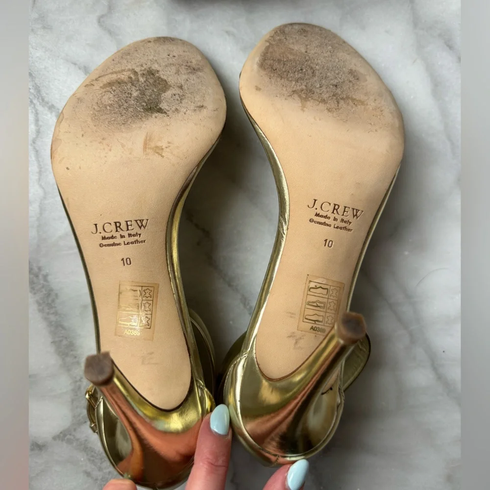 J. Crew Mirror Metallic High Heel Sandals